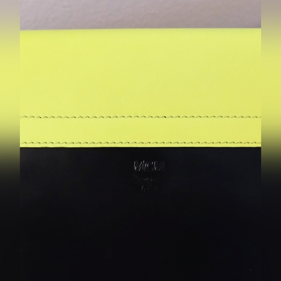 MCM Spiked Clutch Black And Neon Yellow - Picture 7 of 14
